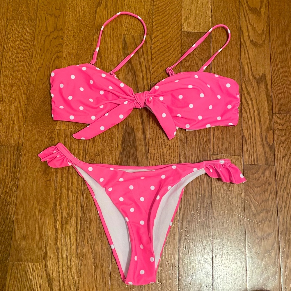 Pink Polka Dot Bikini Set, Small